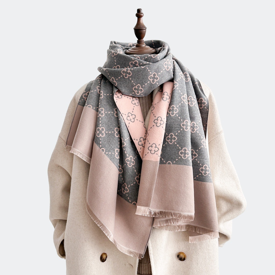 Free shipping Designer Scarves Fashionable light luxury scarf for women versatile in winter highquality thickened warm scarf black pink gray