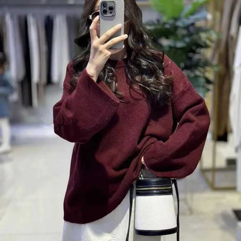 Oversized Loose Round Collar Sweater for Women Autumn Winter New Basic Solid Color Knitted Jumpers Casual Thicken Warm KnitwearT251027