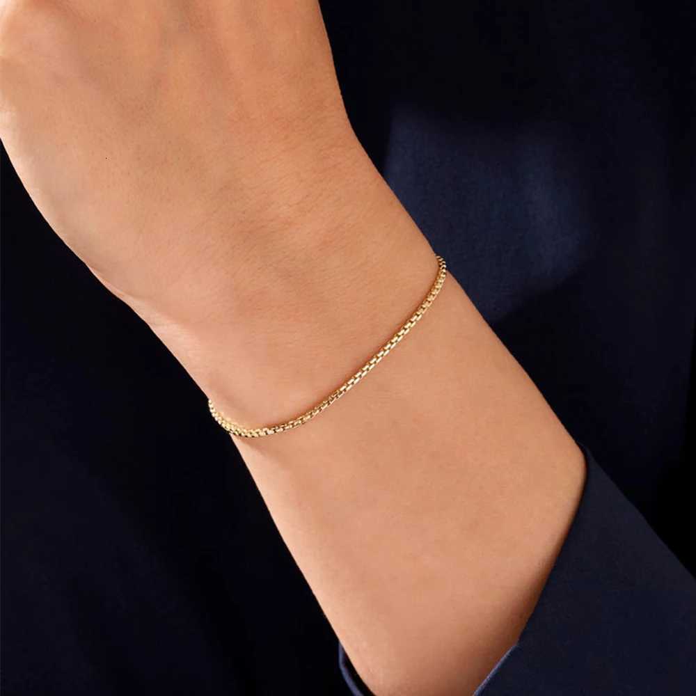 anco 2MM Stainss Steel Box Chain Bracet For Wen Gold Color Bracet Charm Friendship Bracet Ladies Jewelry GiftsW251027