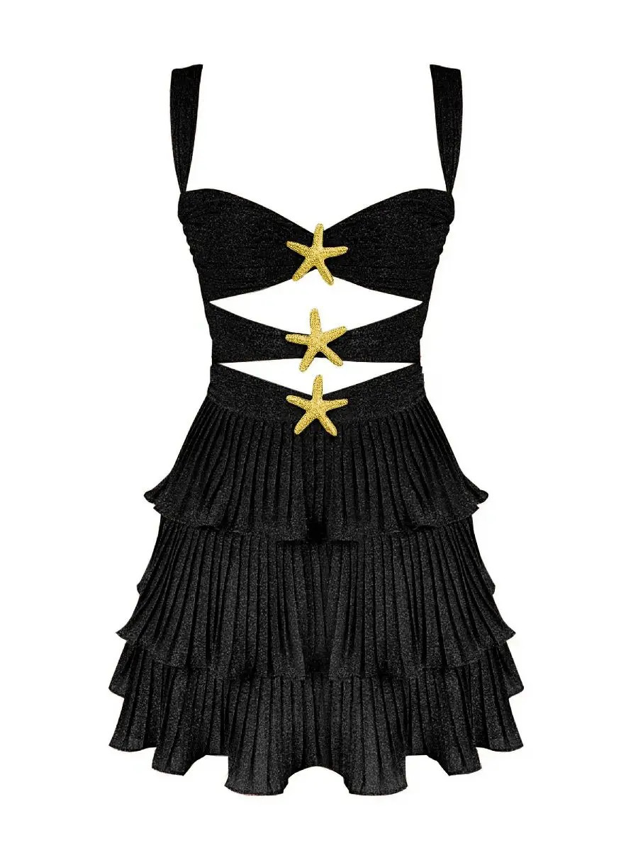 Short Mermaid Dress Cami Dress Elegant Short Dress Women Bandage Cutout Sleeveless Halter High Waist Aline Mini Dress Fashion 251027