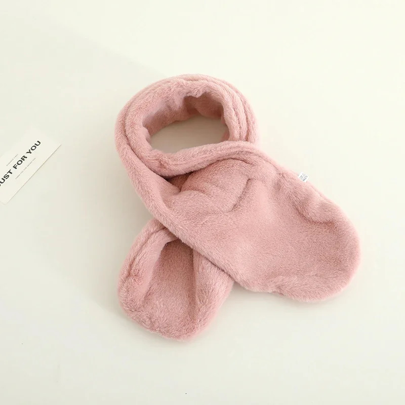 Warm Baby Plush Scarf Winter Fluffy Fur Warm Neckerchief for Kids Boy Girl Solid Color Collar Short Scarves 251027