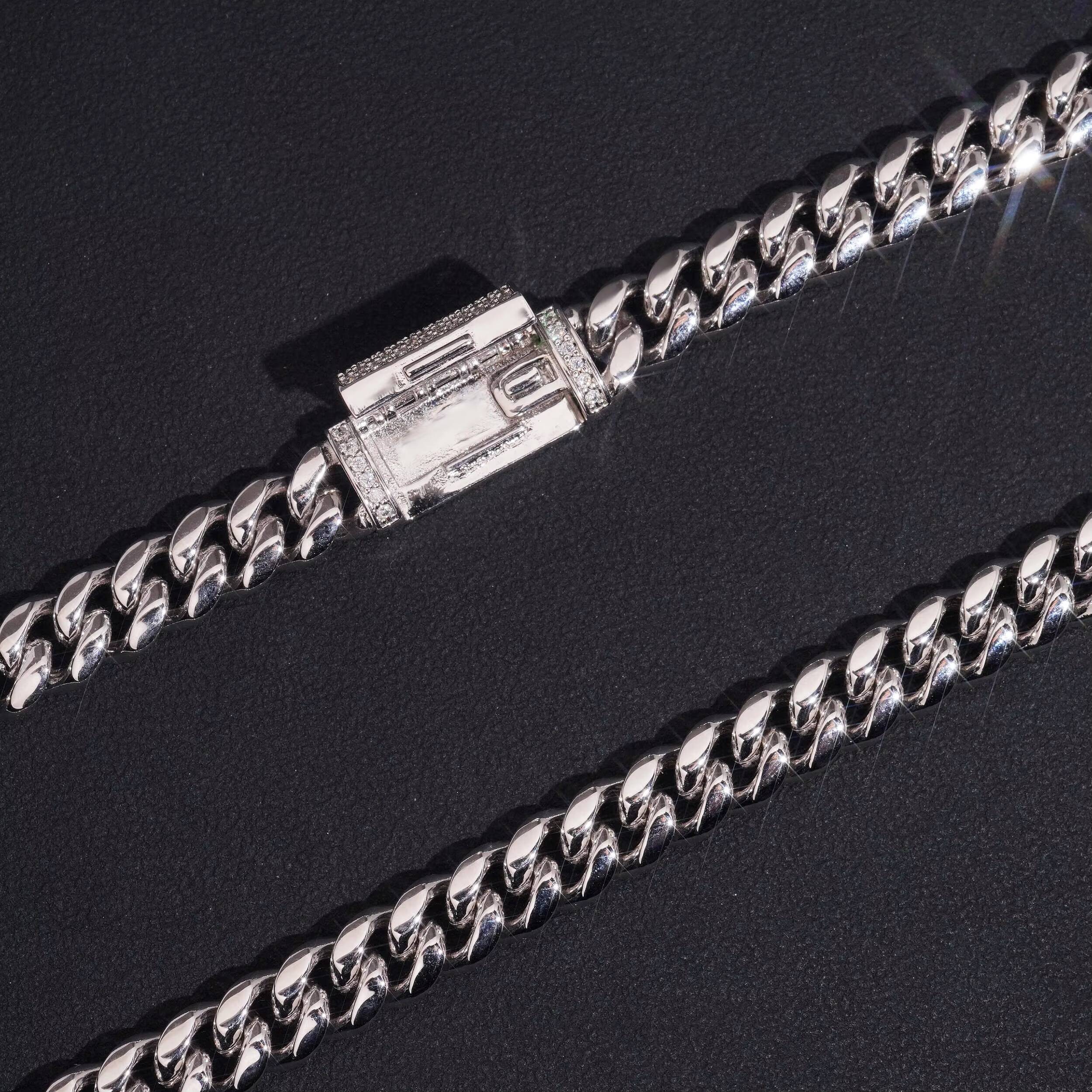Iced Out Hip Hop Men Necklace Lab Diamond Cuban Link Chain 10MM Width 925 Sterling Silver