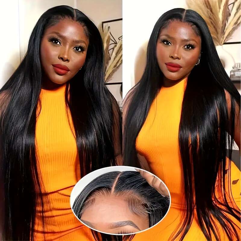 Cut Real Put On And Go Bone Straight For Women Pre Plucked 6X4 Ready Instantly Without Glue 3 Seconds To Wear Glueless Wig 200 Density Transparent Lac