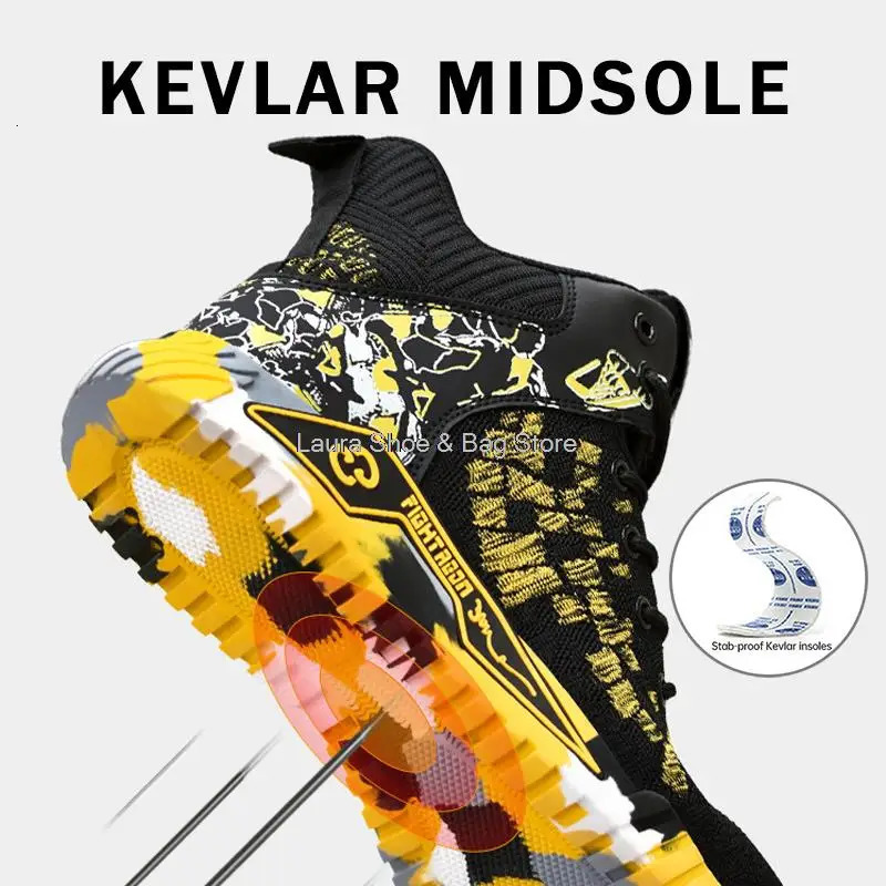 High Top Safety Shoes Men Steel Toe Work Shoes Men Women Work Safety Boots Anti Smash Safety Indestructible Work Boot Breathable 251023CJ