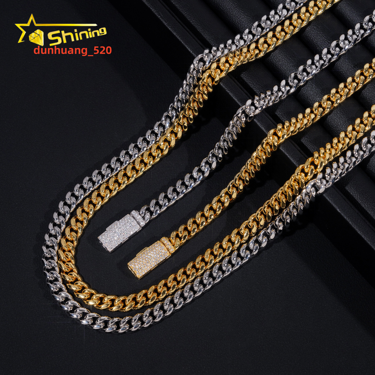 New Stocks Factory Price Hip Hop Jewelry 6mm Solid 925 Sterling Silver Moissanite Lock Stainless Steel Cuban Link Chain