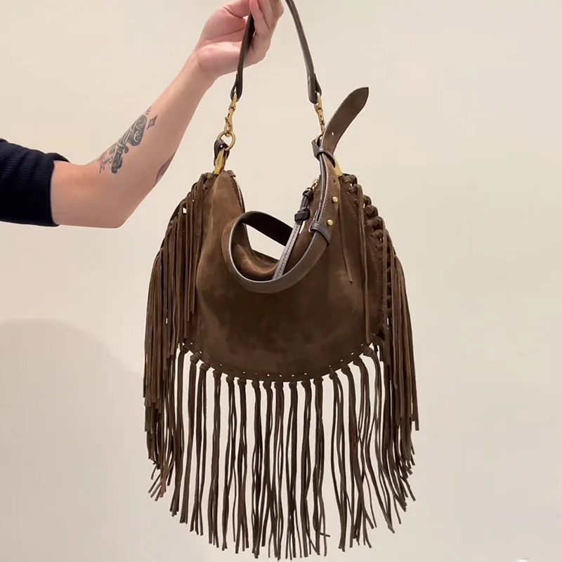 Bohemian Style Shoulder Bag Women 2025 Trend High Quality Faux Suede Tassel Tote Bag Large Capacity Fashion er Female Bags 251027