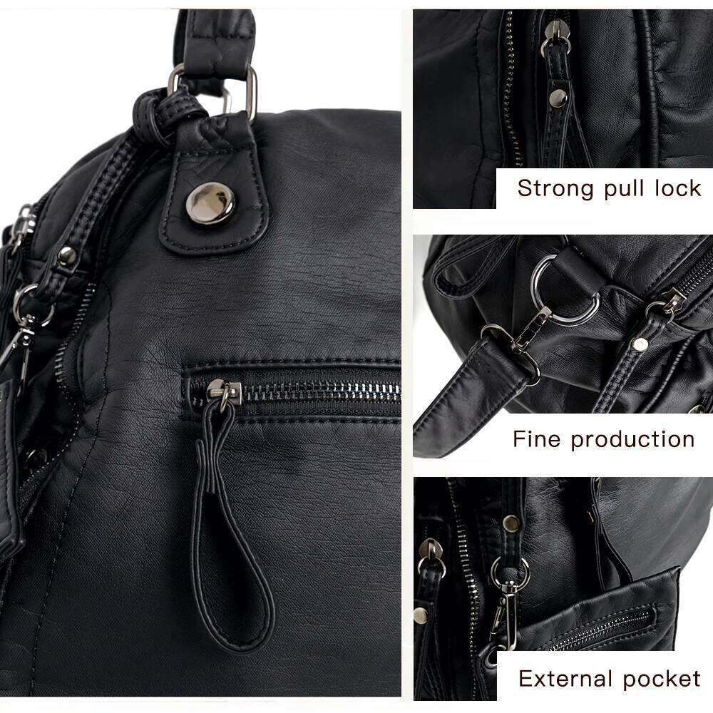 Annmouler Brand Design For Women Large Capacity Handbag PU Soft Leather Tote Fashion Motorcycle Lady Crossbody Bag