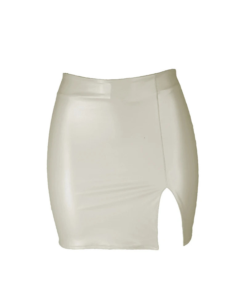 Women Leather Night Clubwear Skirts Summer Pure Color PUleather Zipper Sexy Hip Mini 251027