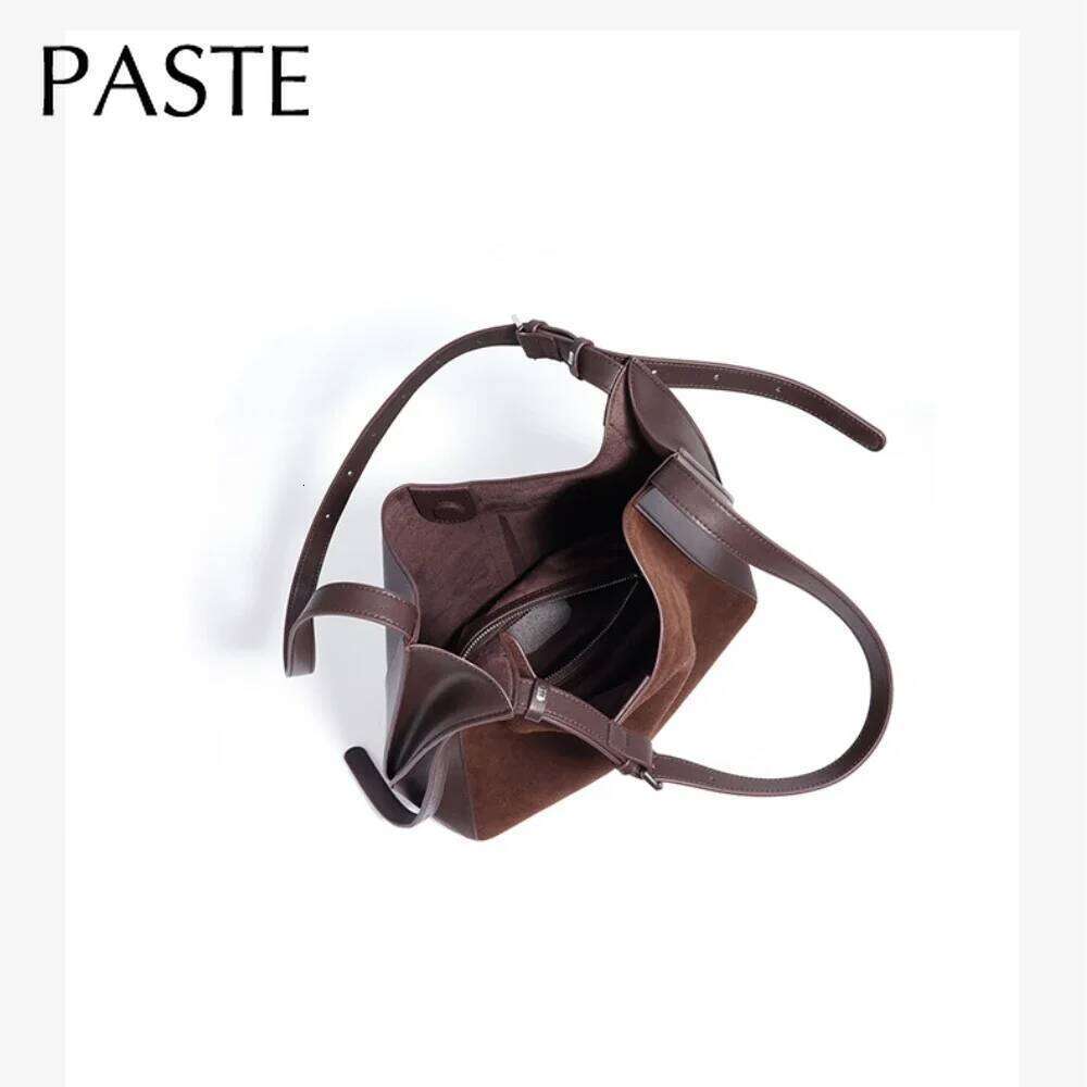 Designer Luxury New Winter Advanced Feeling Large Tote Matte Cow Leather Suede Women Handbag Coffee Green Female Armpit Shoulder Bag