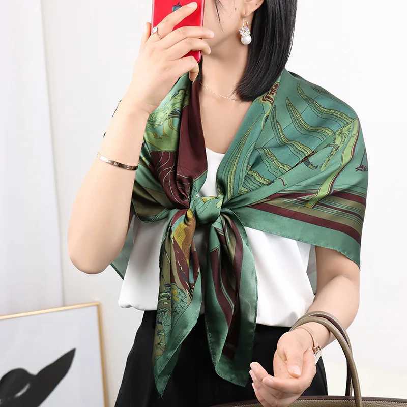 New Summer Large 110cm Square Scarves Wen Fashion Silk Scarf Foard 45inch Off Ladies Shawl Band Muslim HijabW251027