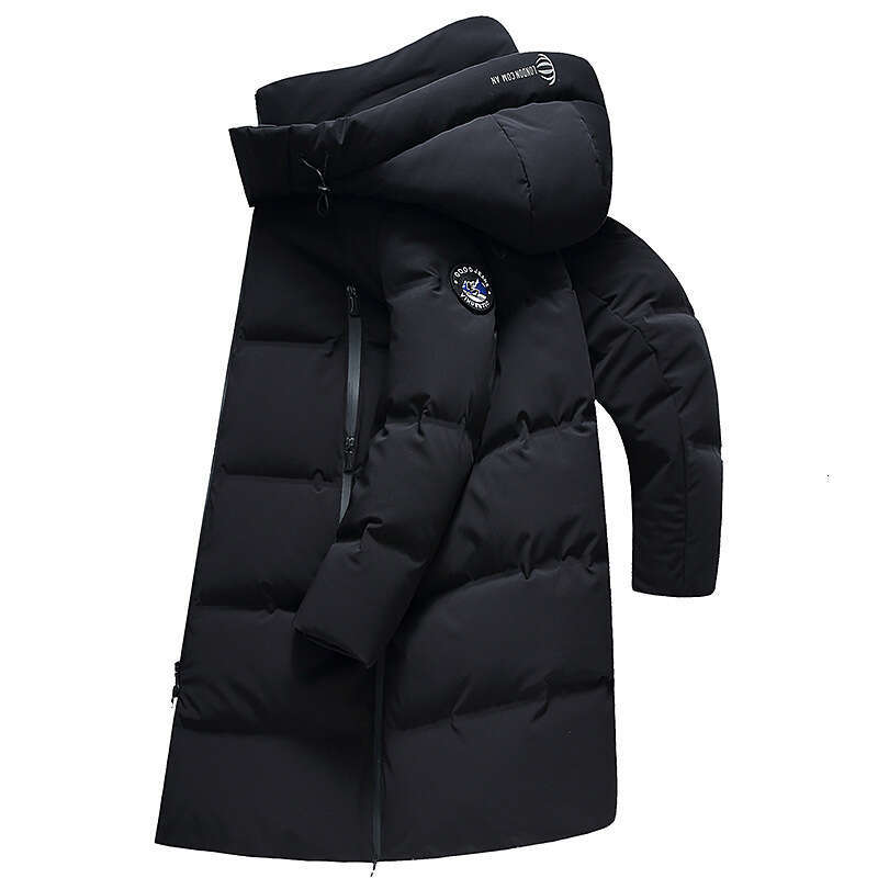 Simple European Style Winter Detachable Hood For Men, Thickened Over-The-Knee Long Youth Extreme Cold Jacket Outdoor Down Coat