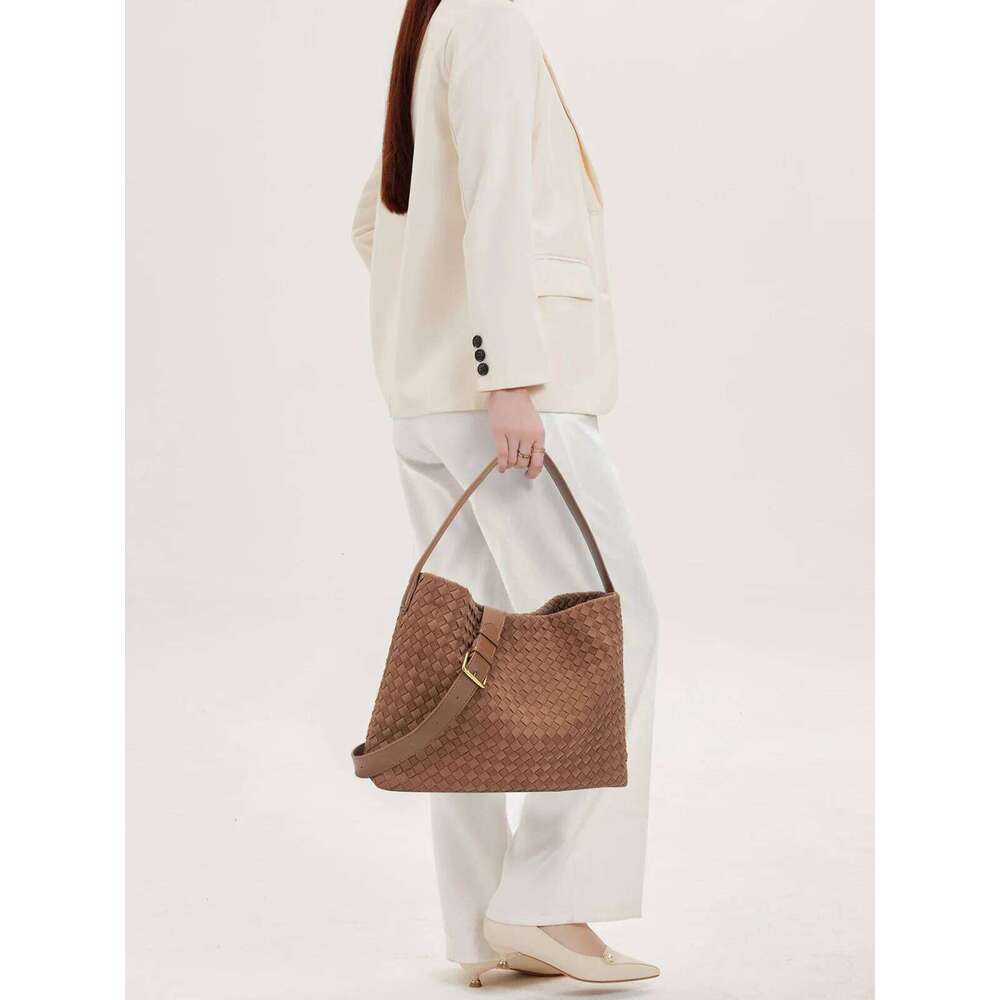 Women's Bags Trend 2025 Designer Bucket Bag Woven Suede Handbags And Purses Female Shoulder Bag