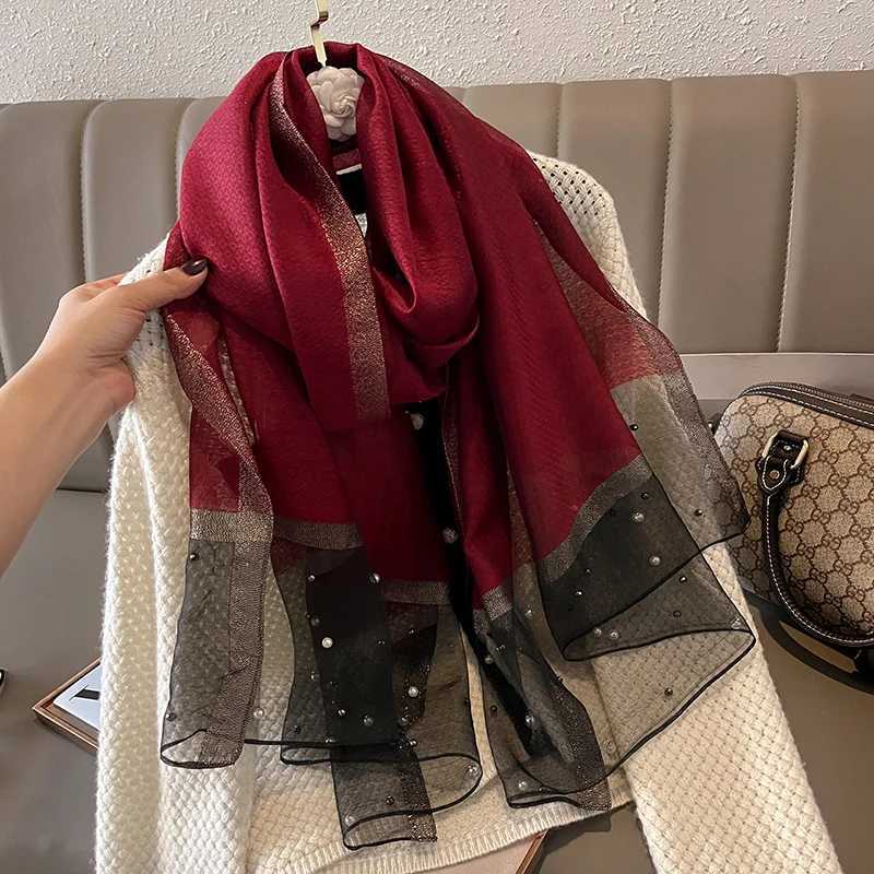 2023 Luxury Brand Wen Fashion Scarf Plain Solid Silk Linen Shawls Scarves Summer Lady Banda Foard HijabW251027