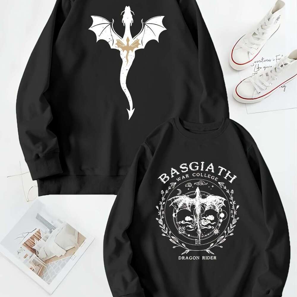 Basgiath War College 2-sided Sweatshirt Fourth Wing Comfort Gift for Book Lover Long Sleeve Fleece Sweatshirt Y2K Streetwear
