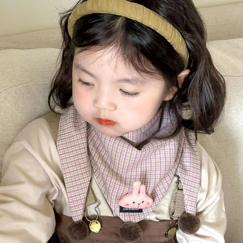 38Y Autumn Winter Scarf for Baby Boys Girls Knitted Triangle Scarf Outdoor Warm Kids Mufflers Children Crochet Baby Scarf 251027