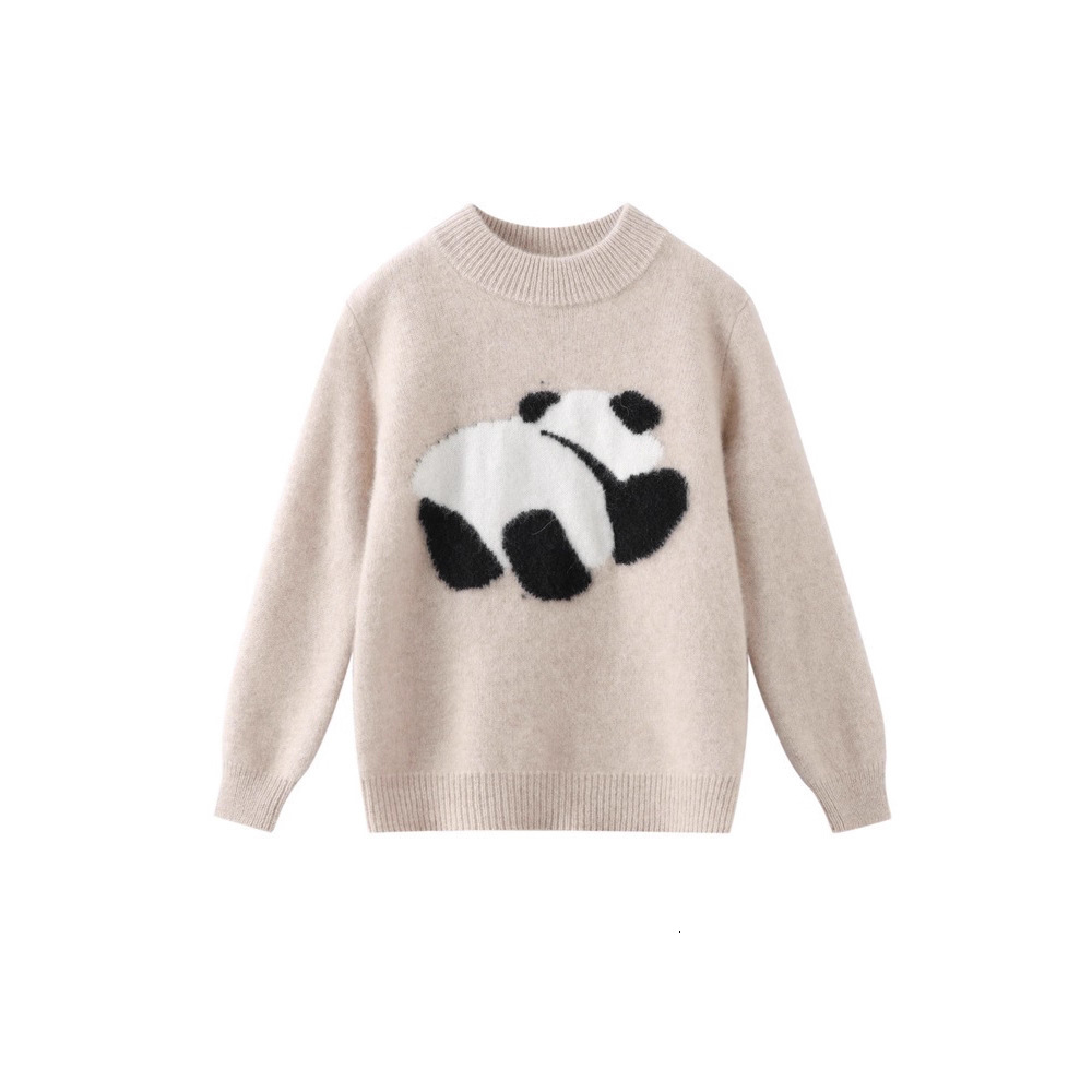Autumn and Winter New Panda Pattern Children's Pure Wool Sweater, Boys' Sweater, Girls' Fashion Base, Boys' Knitted Sweater