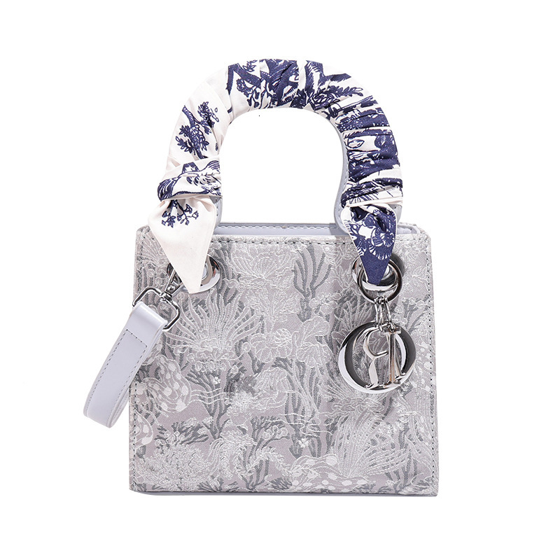 Free shipping designer bag New High-End Heavy Craft Silk Scarf Handheld Tote Fashion Versatile Shoulder Crossbody Bag