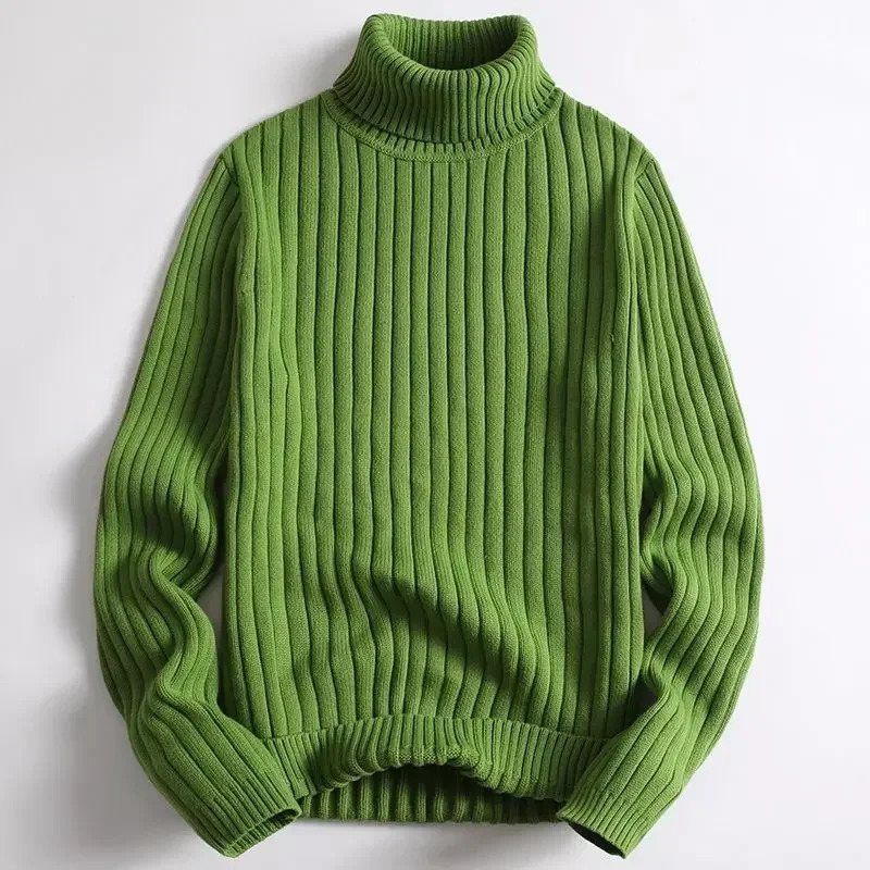 American Style Simple and Casual Warm Solid Color Turtleneck Knitted Pullover Sweater for Young Men in Autumn Winter 251016