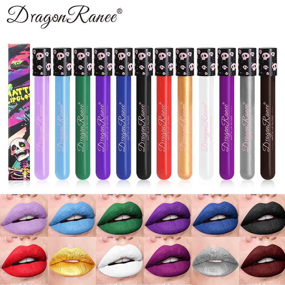 Waterproof Matte Black White Lipstick 2 Color Lasting Pigment Green Purple Liquid Lipstick Christmas Halloween Lip Gloss Makeup W251027