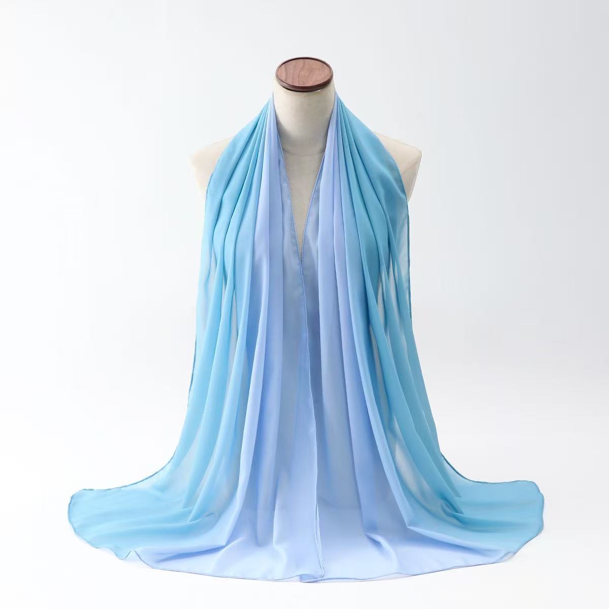 T2173 summer new solid color gradient Malay Indonesian cotton headscarf monochrome wide chiffon breathable scarf