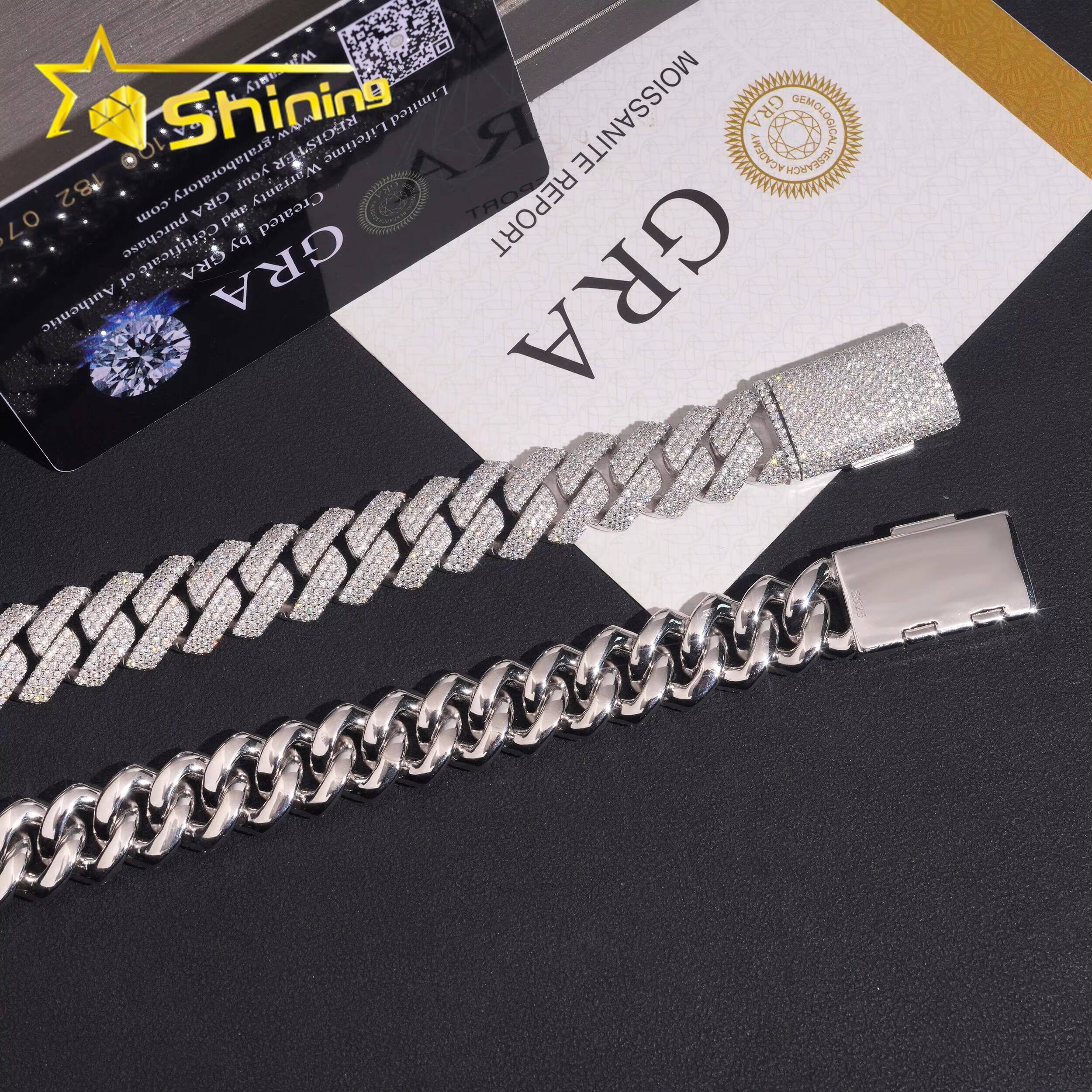 US Local Stock Fast Shipping 15mm Iced Out Hip Hop Pass Diamond Tester Moissanite Cuban Link Bracelet