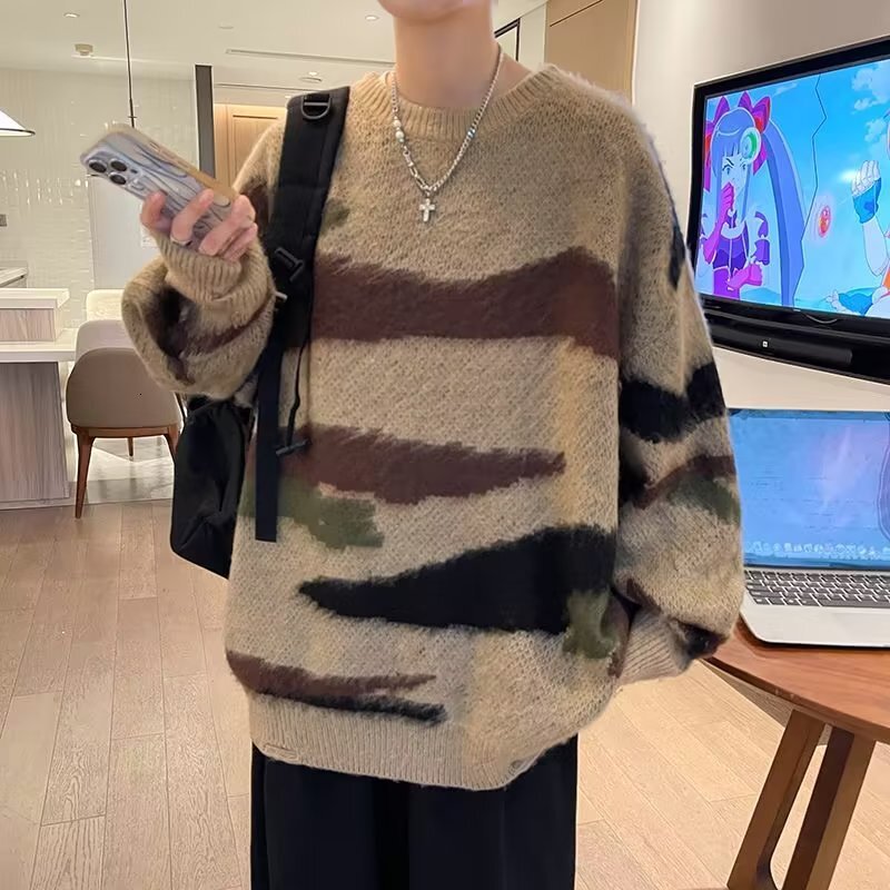 American Style Casual Autumn Winter Mohair Designer Sweater Sweater For Men High-end Lazy Trendy Brand Niche Knitted Jacket