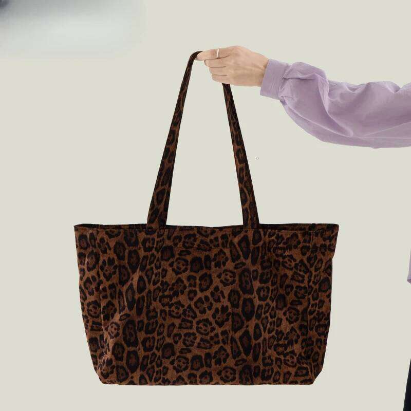 Fashion Large Capacity Women's Handbags Leopard Pattern School Work Shopping Tote Bag Retro Canvas Book Shoulder Bags Suotong1027