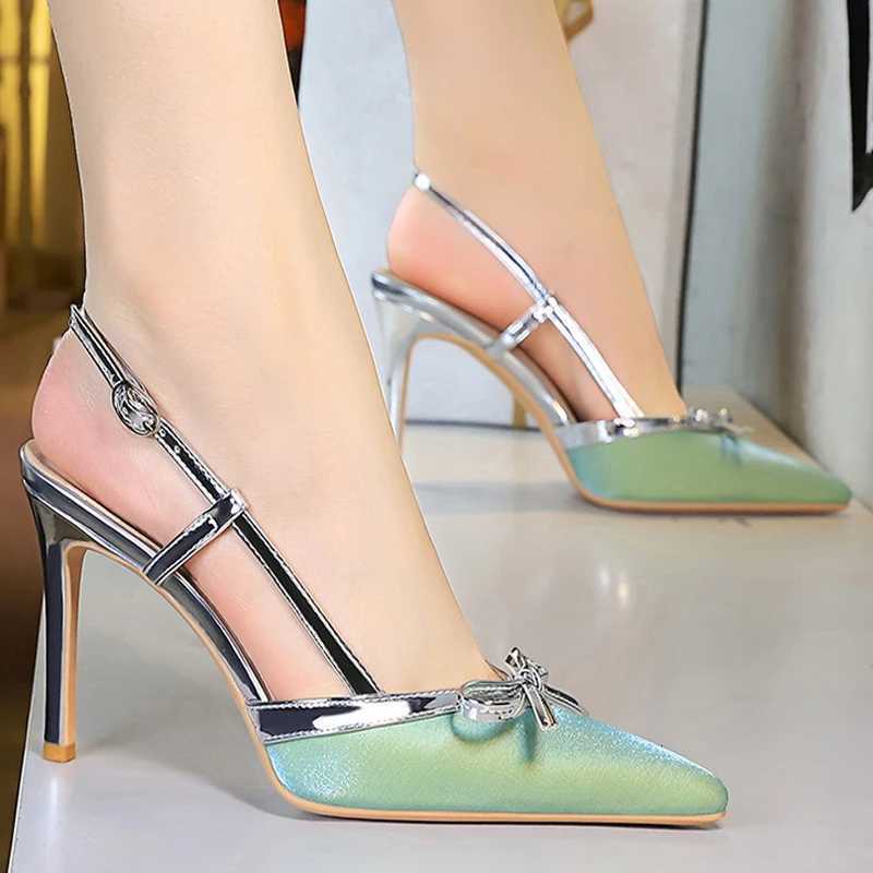 BIGTREE Shoes Luxury Women Pumps Bowknot High Heels 9 CM Stiletto Hollow out hook strap High heeled Sandals Summer Shoes WomenXJ251027