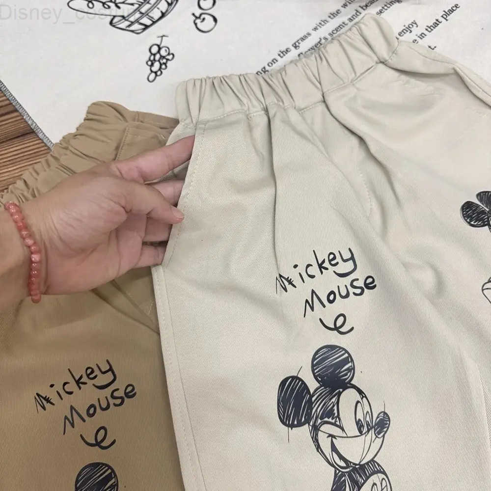 Disney Mickey Mouse Cartoon Boys Jeans Autumn New Elastic Waist Denim Pants Korean Style Casual Versatile Childrens Pants H251027