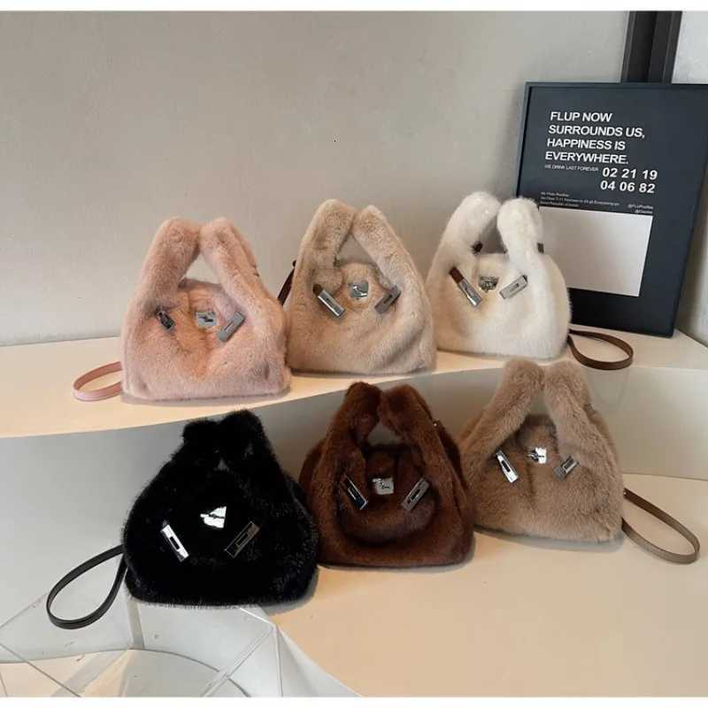 Fashionable Womens Bags Trend 2025 Faux Fur Shoulder Bags Plush Faux Mink Luxury Handbags Chic Crossbody Bag Solid Color Purses Y251027