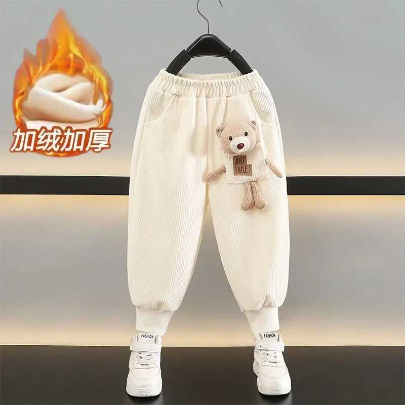 AutumnWinter Boy Girls Pants New Childrens Casual Plush Thick Warm Pants Baby Stylish Trousers SpringT251027