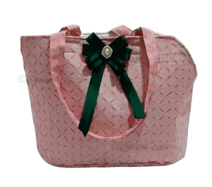 2025 new Designer Small Dogs Cozy Jacquard Cotton Fabric, Dog Carrier Purse with Secure Harness Clip, Khaki Pets Tote Bag for Cats and Puppi