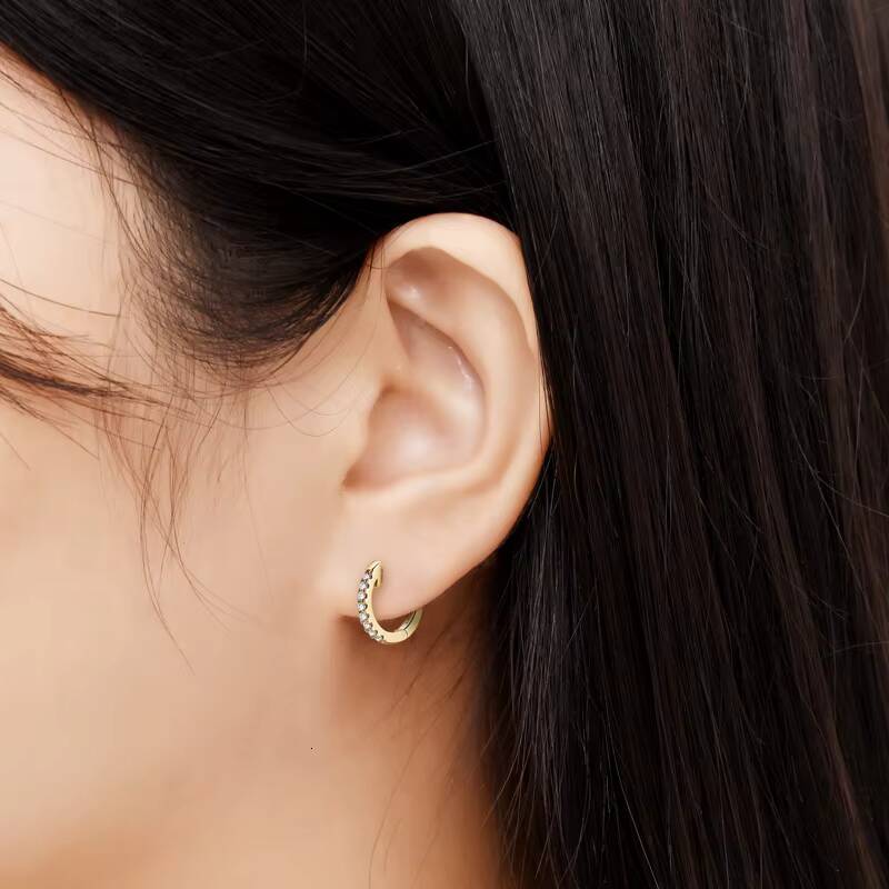 Personality Jewelry 925 Sterling Silver 16mm Moissanite Hoop huggies Circle Earrings for Elegant Lady