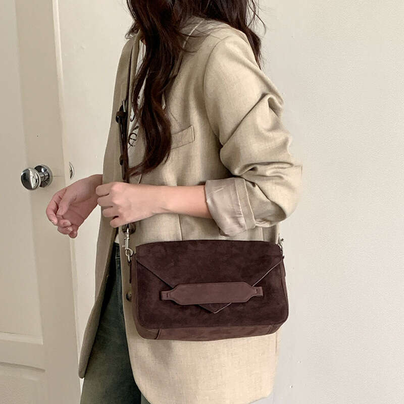 Luxury bag Top Layer Cowhide Niche Color Block Suede Envelope Genuine Leather Crossbody New Underarm Small Square Bag