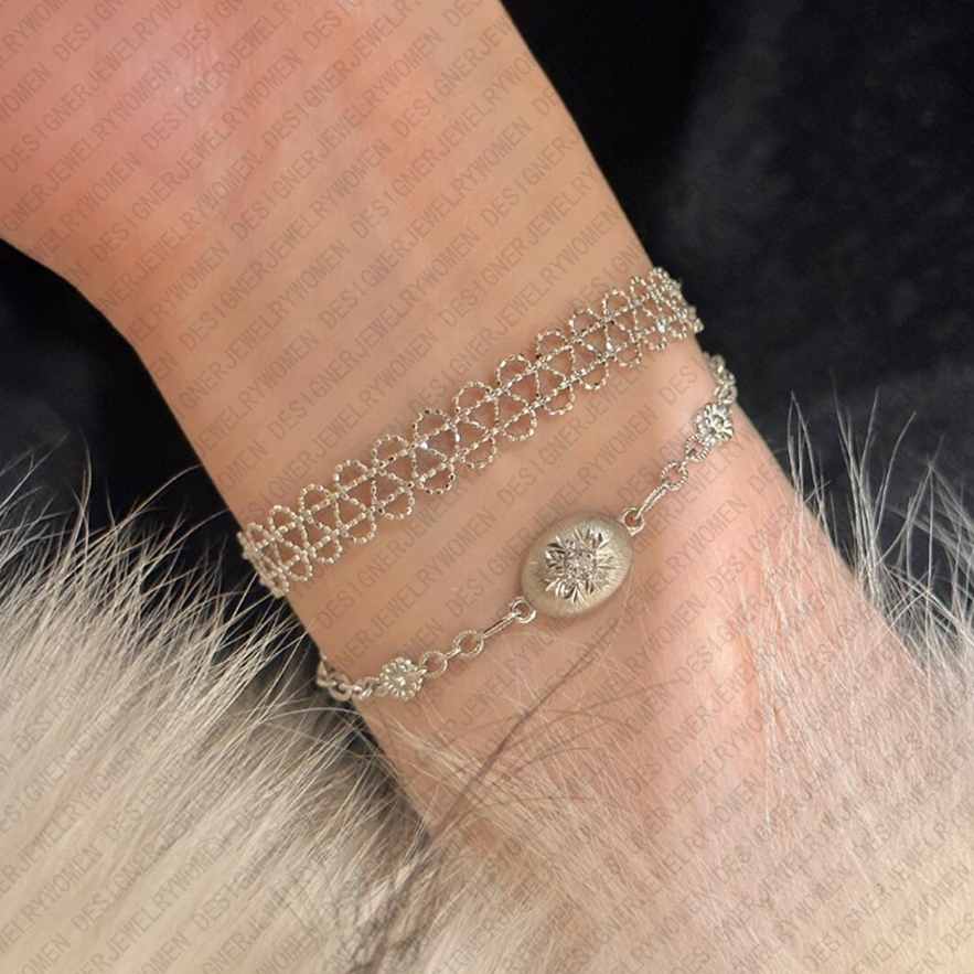 Designer Bracelet for Women French Style Bracelets Layered Bangle lace Bangles Charm Luxury Jewlery Designer for Women Elegant Chic Gift Free shipping