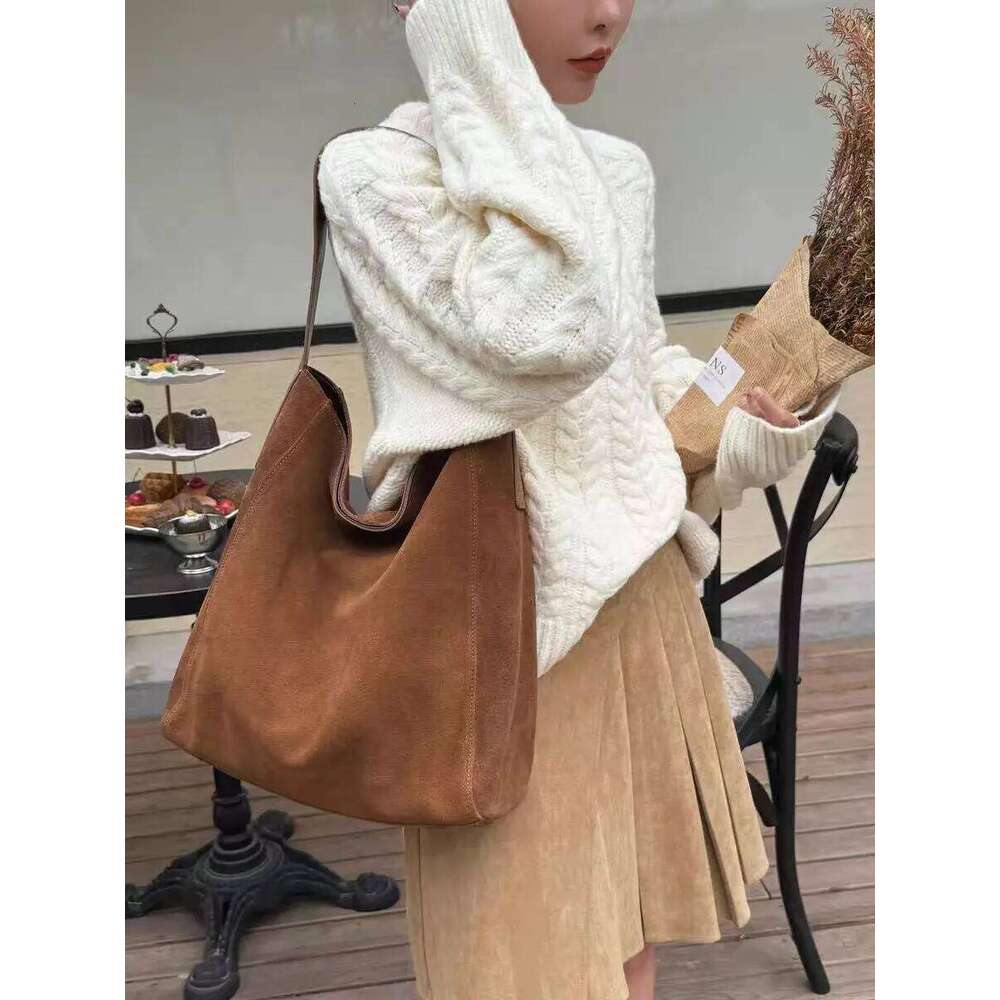 Customized for Individuals Large Capacity Winter Tote High Class Matte Suede Wool Women Handbag Coffee Kakhi Travel Shoulder Bag