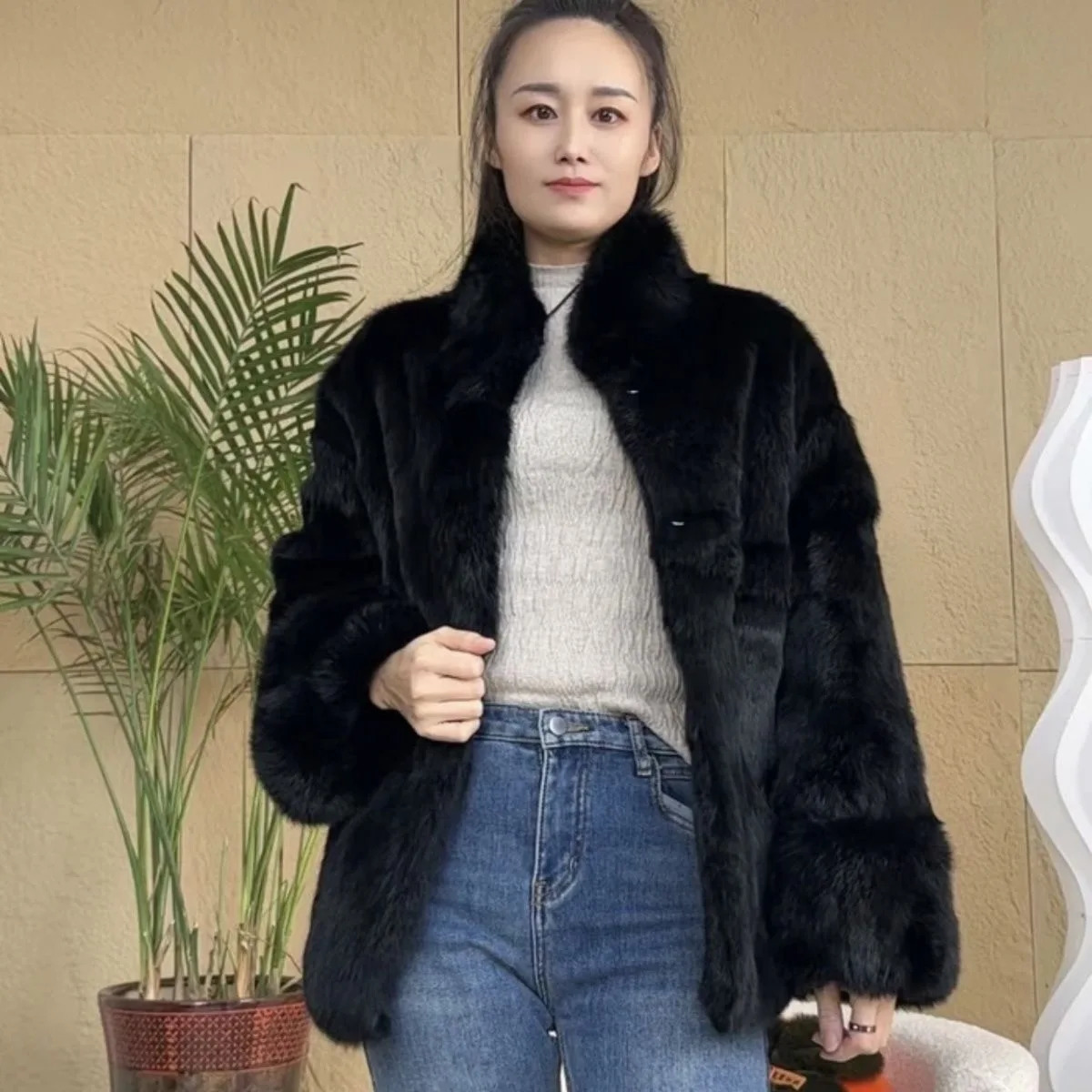 Fancy Rani Real Fur Coat Women Natural Rabbit Winter Jacket Leather And Fur Womens Long Clothing Female Outerwears With 2025 251013