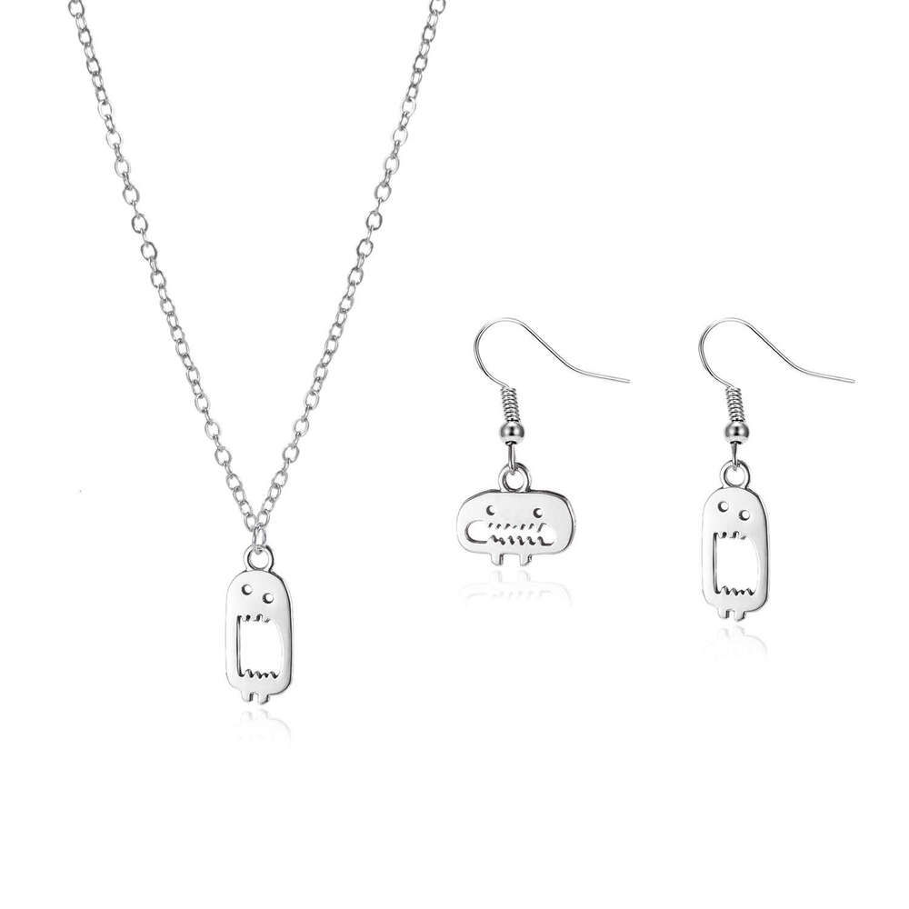 Hot Selling Halloween Little Monster Necklace Earrings for Women Fashionable Personality Versatile Alloy Collarbone