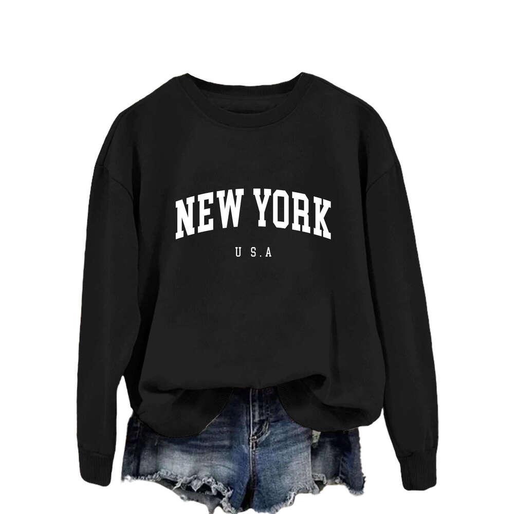 Letter Print Pullover Sweatshirt, Casual Long Sleeve Crew Neck Sweatshirt For Fall & Winter, Women's Clothing hoodies women
