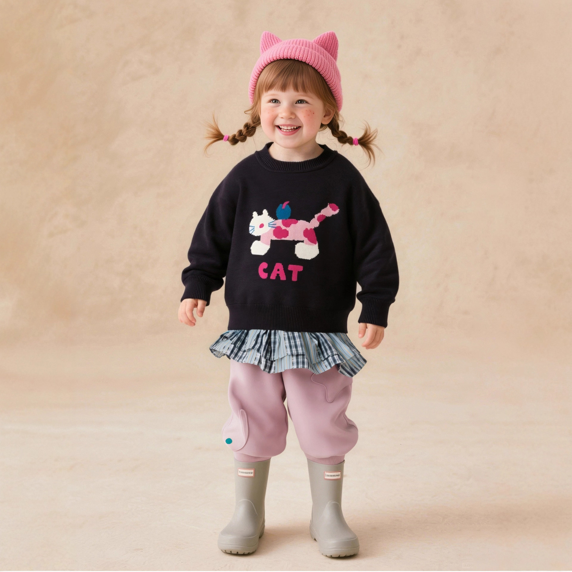 New hot selling designer children's clothing, girls' sweaters, fashionable cartoon patterns, casual children's knitwear