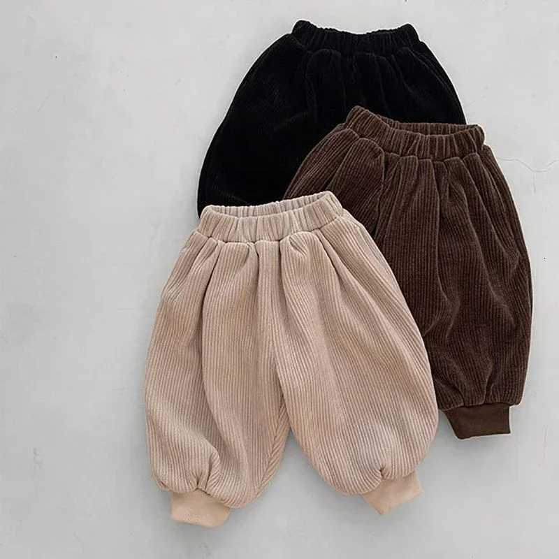 Spring and Autumn Baby Pants Winter Men and Womens Corduroy Plush Loose Lantern Pants Baby Solid Color Thickened Casual PantsT251027