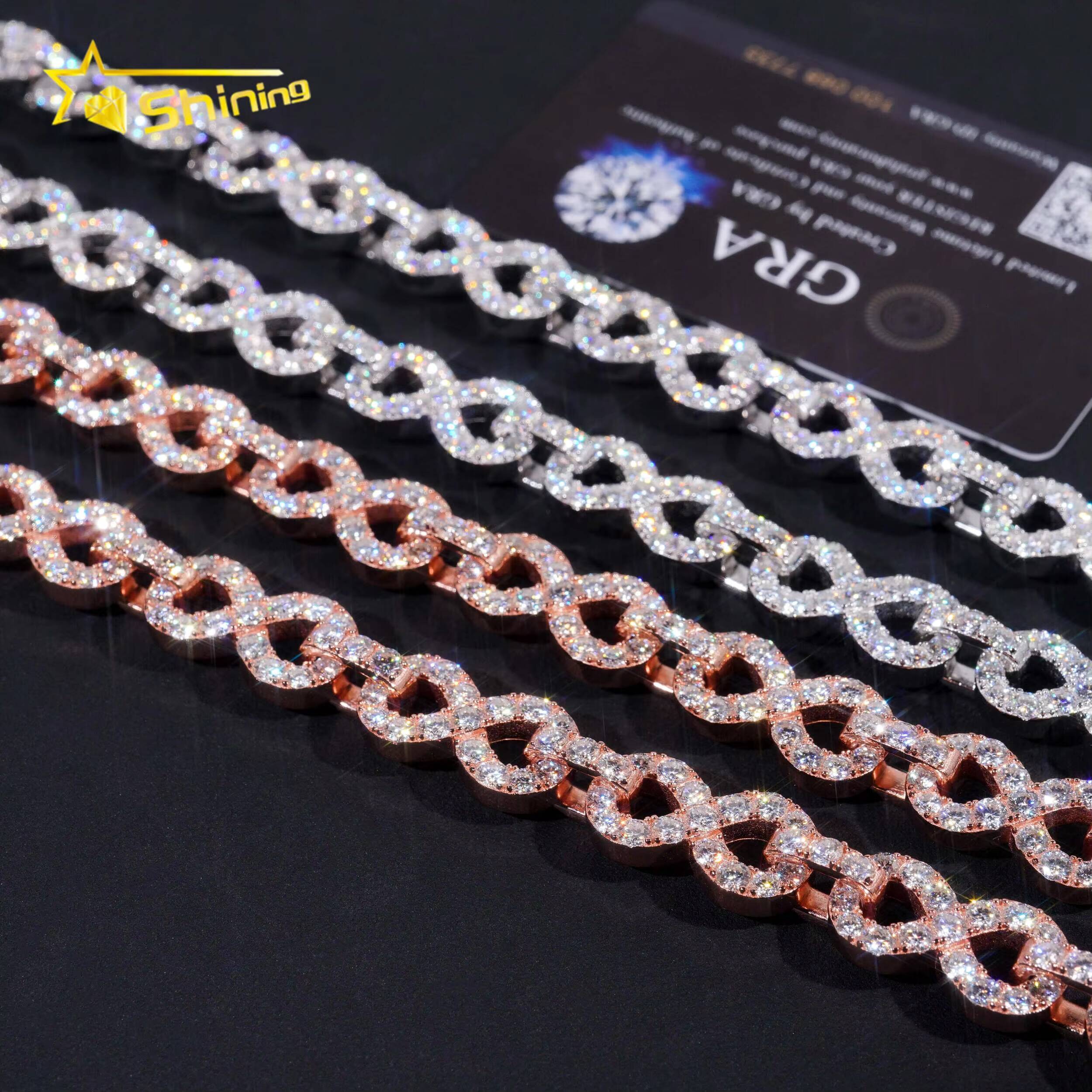 Sterling Silver 925 Fine Jewelry Pass Diamond Vvs Moissanite Hip Hop Iced Out Jewelry Lab Diamond Cuban Link Chain