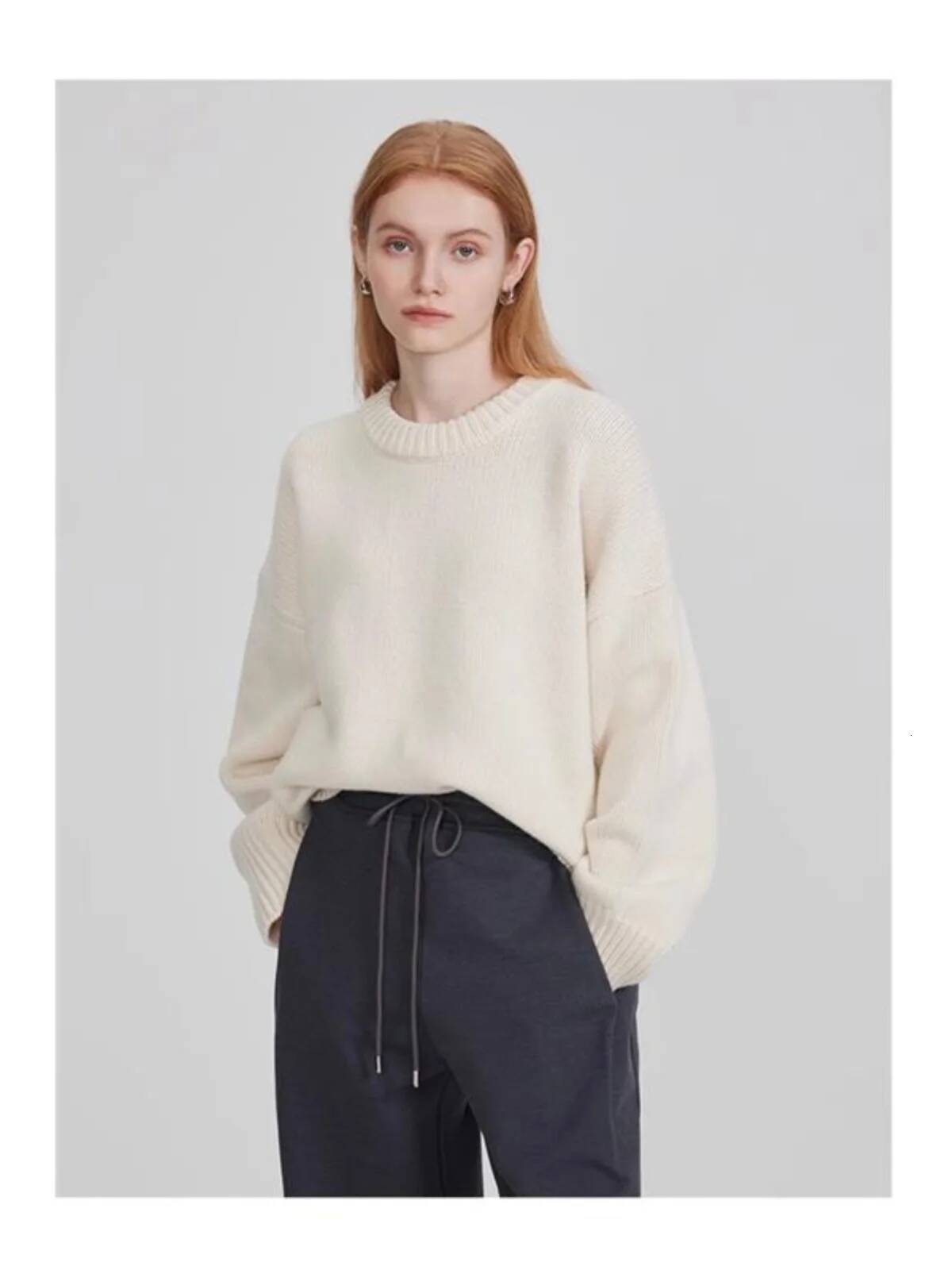 Autumn And Winter Round Neck Mountain Cashmere ROW Wind Loose Lazy Long Sleeve Thick Sweater Top Woman