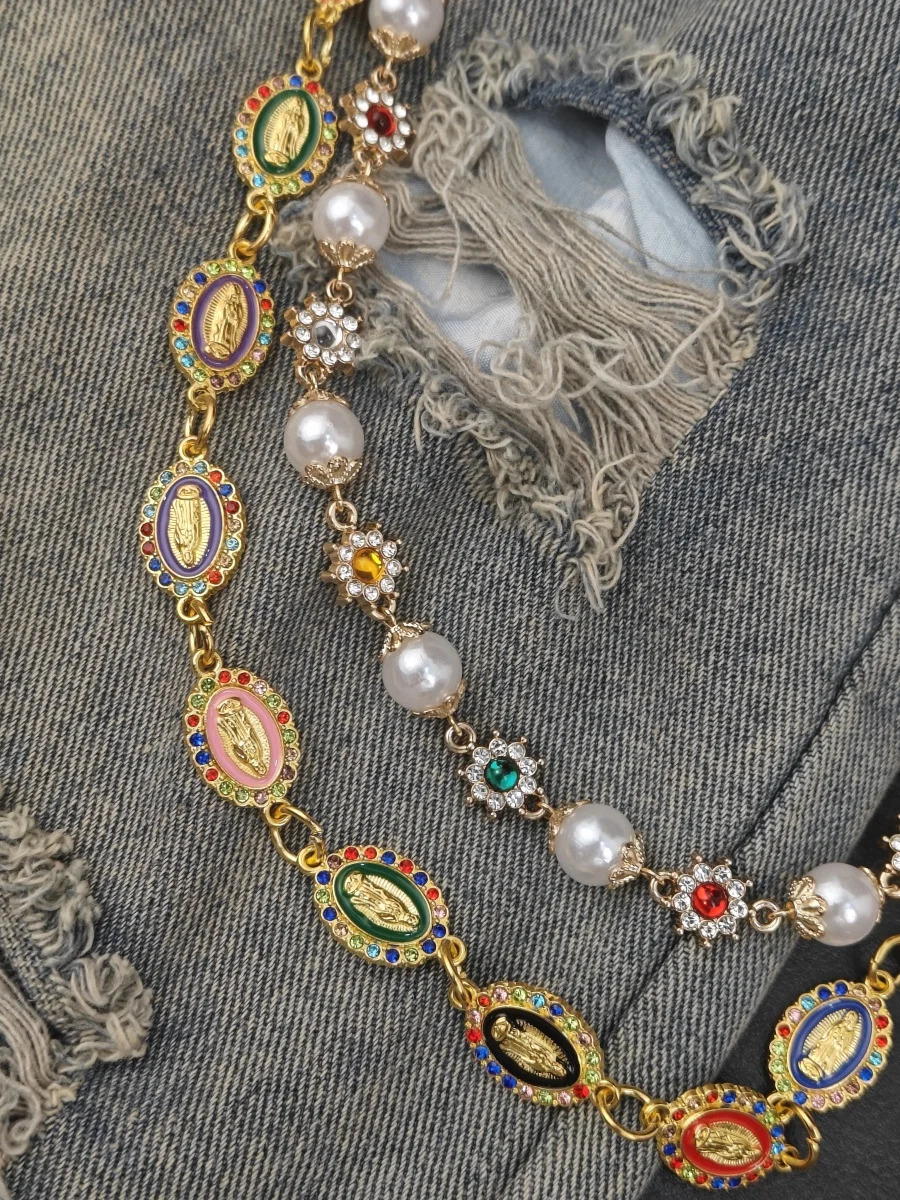 DIY Multicolored Pearl Pants Chain Multifunctional Fashion Accessories Hip Hop Rock Men And Women Ones Waist Decoration 251024