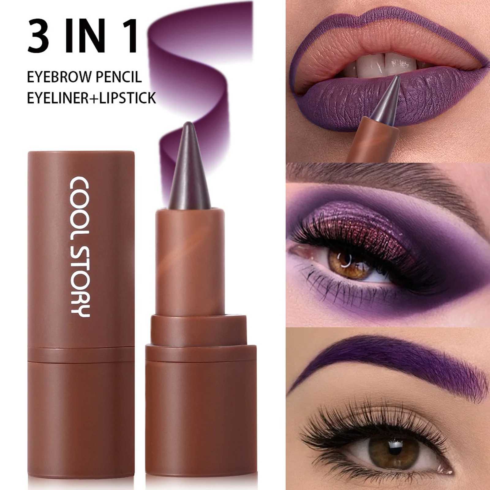 Matte Liner Lipstick Pen Gradient Eyebrow Red Brown Eyeshadow 3 in Lasting Waterproof Lip Stick Sexy Women Lip Cosmetics W251027