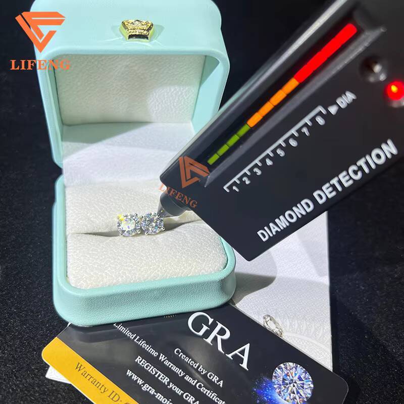 Fine Jewelry Big Luxury Cluster Hip Hop 10k White Gold 2ct 8mm VVS Moissanite Stud Earrings Iced Out Jewelry for Women Gift