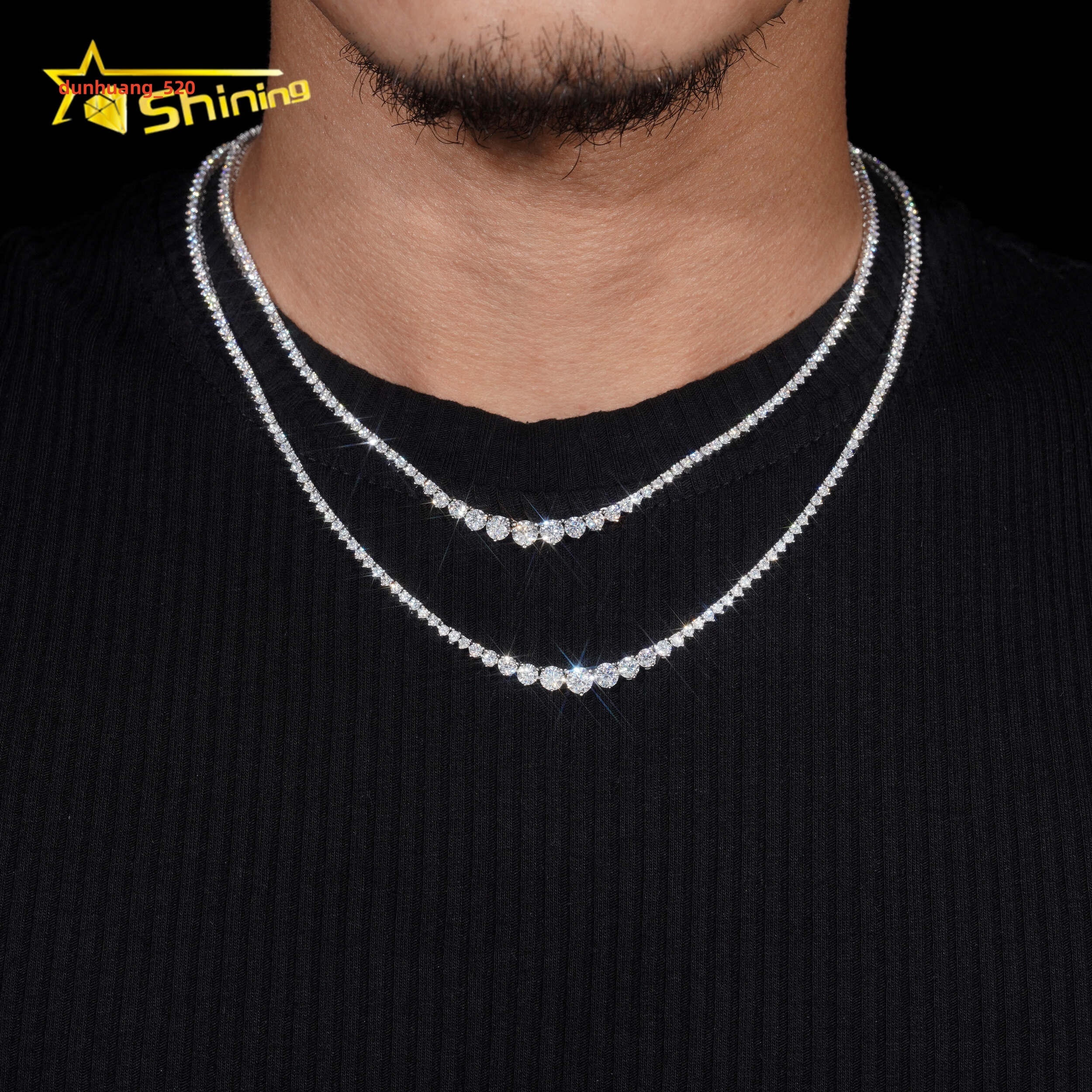 Wholesale Price Necklace Silver 925 Vvs Moissanite Diamond Hip Hop Iced Out Jewelry Lab Diamond Tennis Chain