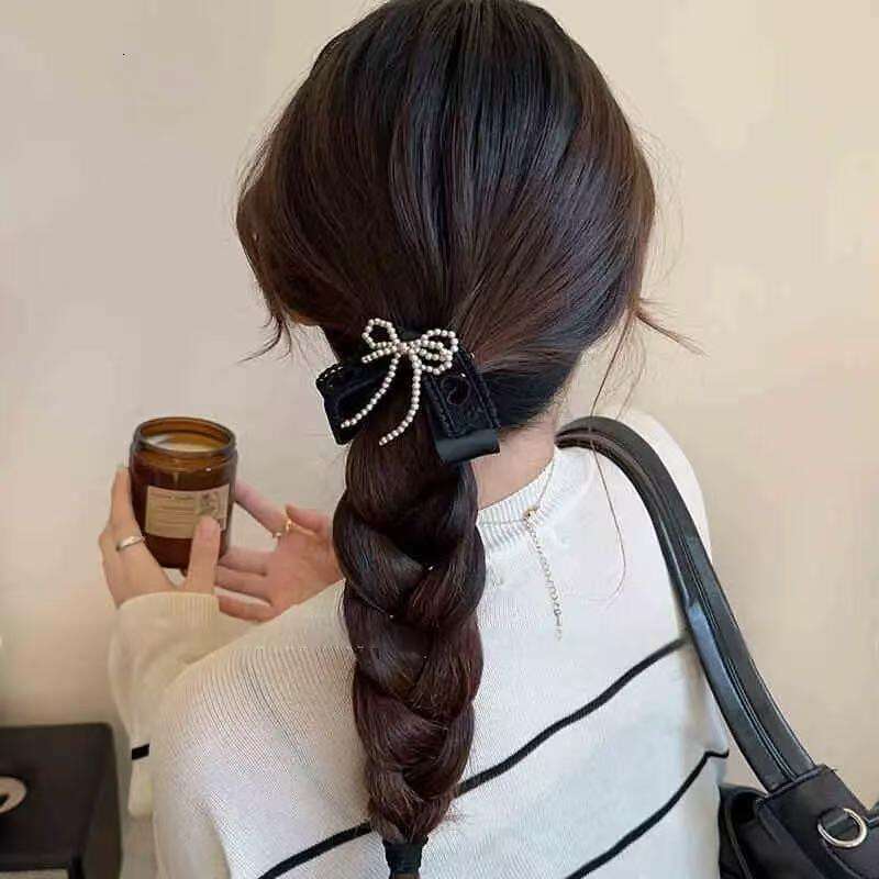 Lace Pearl Bow Hair Elegant 2025 New Niche High-end Light Side Clip Korean Style Hairpin