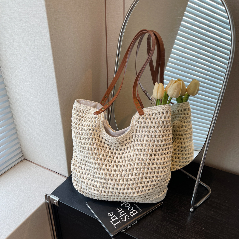 Free shipping designer bag Casual Large Capacity Single Shoulder Cotton Woven Bag for Women New Mesh Tote Bag Beach Vacation Beach Bag