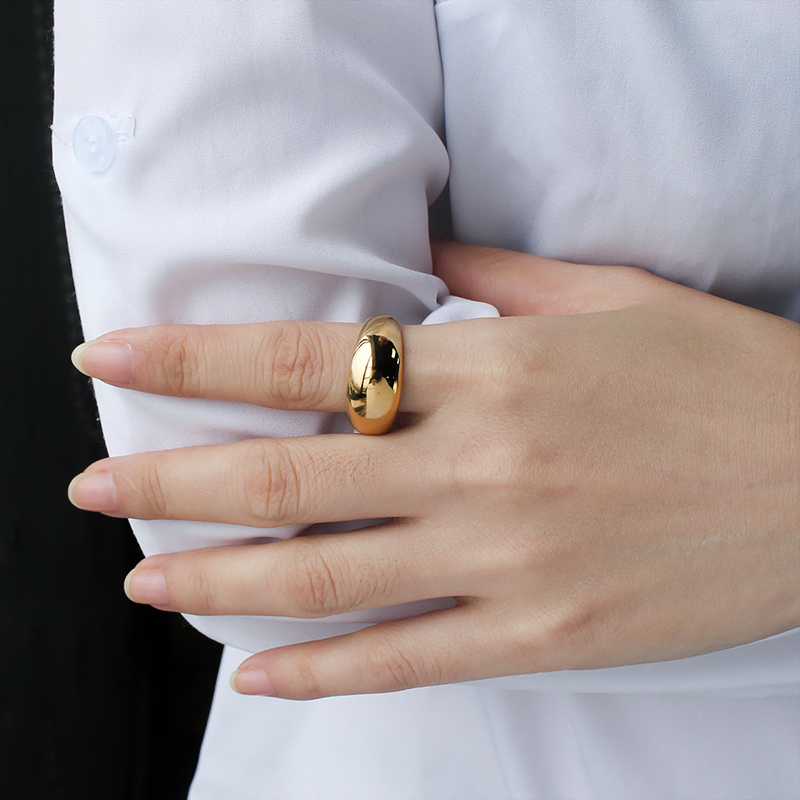 High Quality 316L Stainless Steel 18K Gold Silver Plated High Polish Irregular Circle Finger Ring l Chunky Curved Rings Jewelry